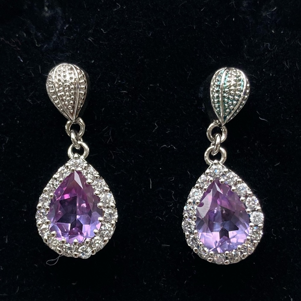 Amethyst and CZ earrings Gold Coast